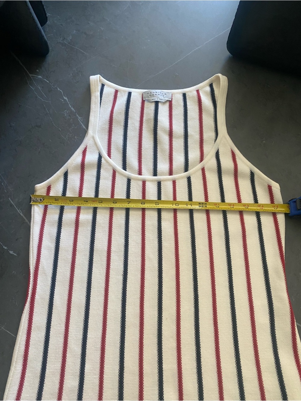 Gabriela Hearst Ivory Tank Top with Black & Red Stripes - Picture 9 of 12